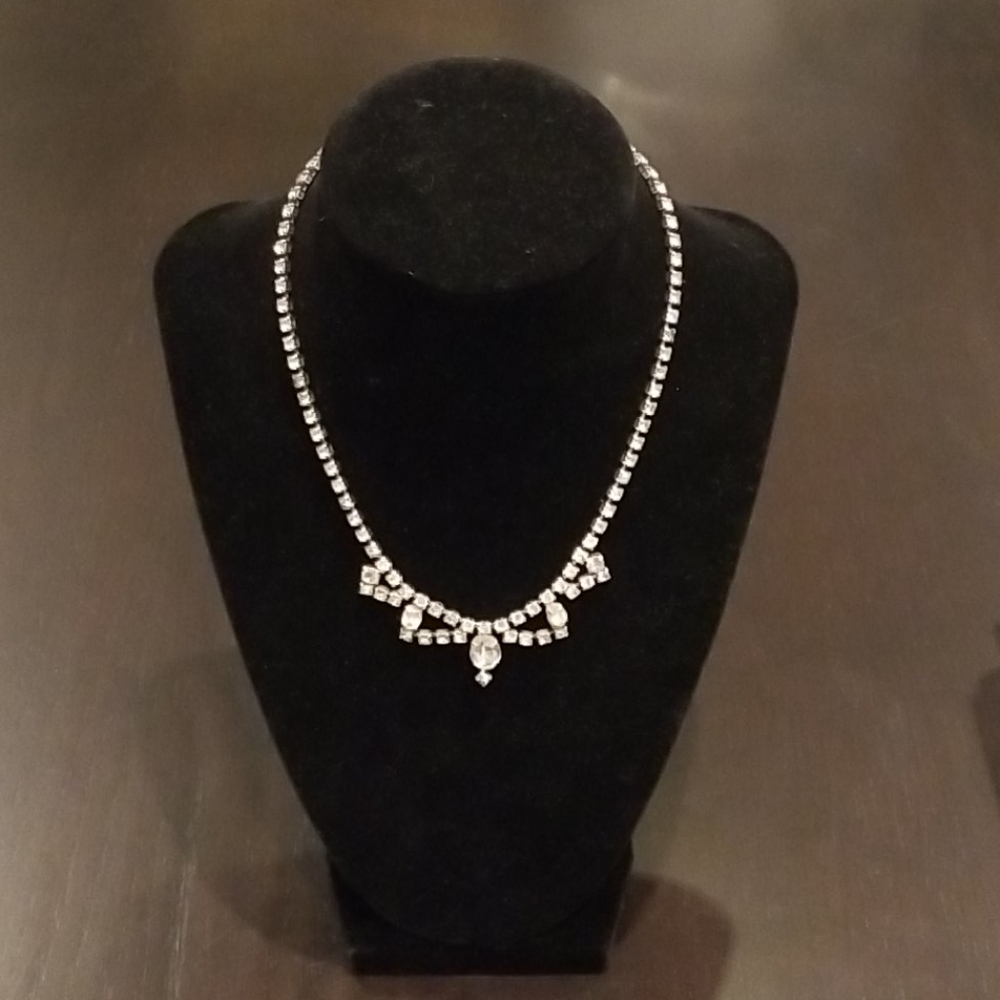 Vintage Woman, faux diamond costume necklace